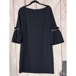 Banana Republic Womens Shift Navy Dress Workwear Office 3/4 Ruffle Bell Sleeve 8